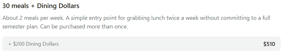 30 Meals Faculty