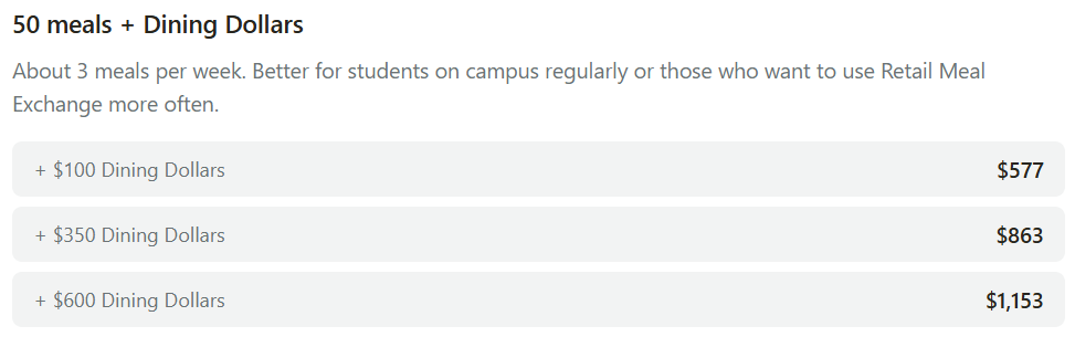 50 Meals Students